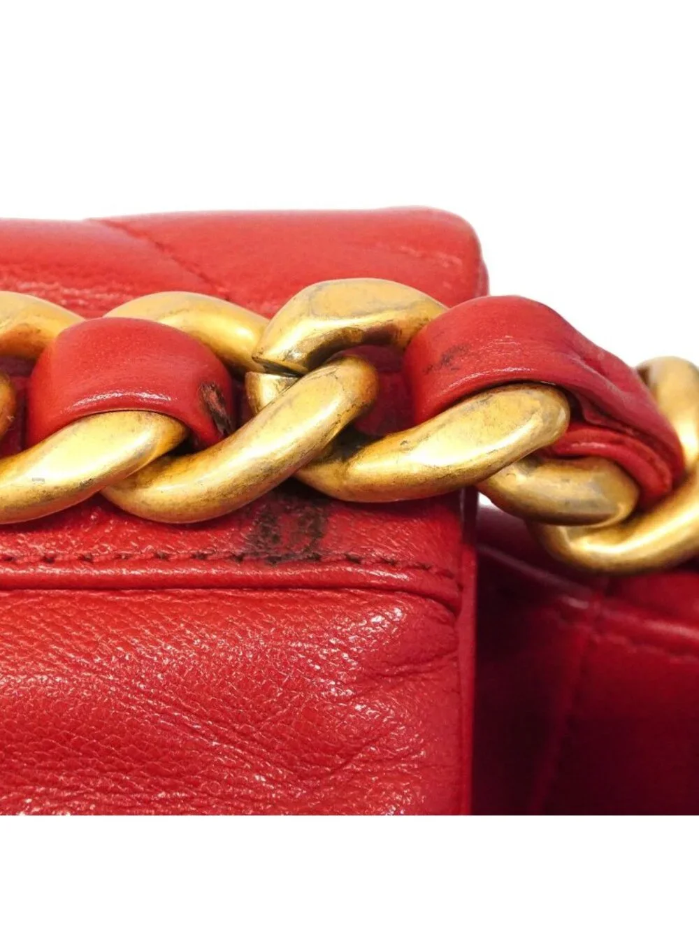 Chanel 19 Leather Red Gold 2-Way Bag